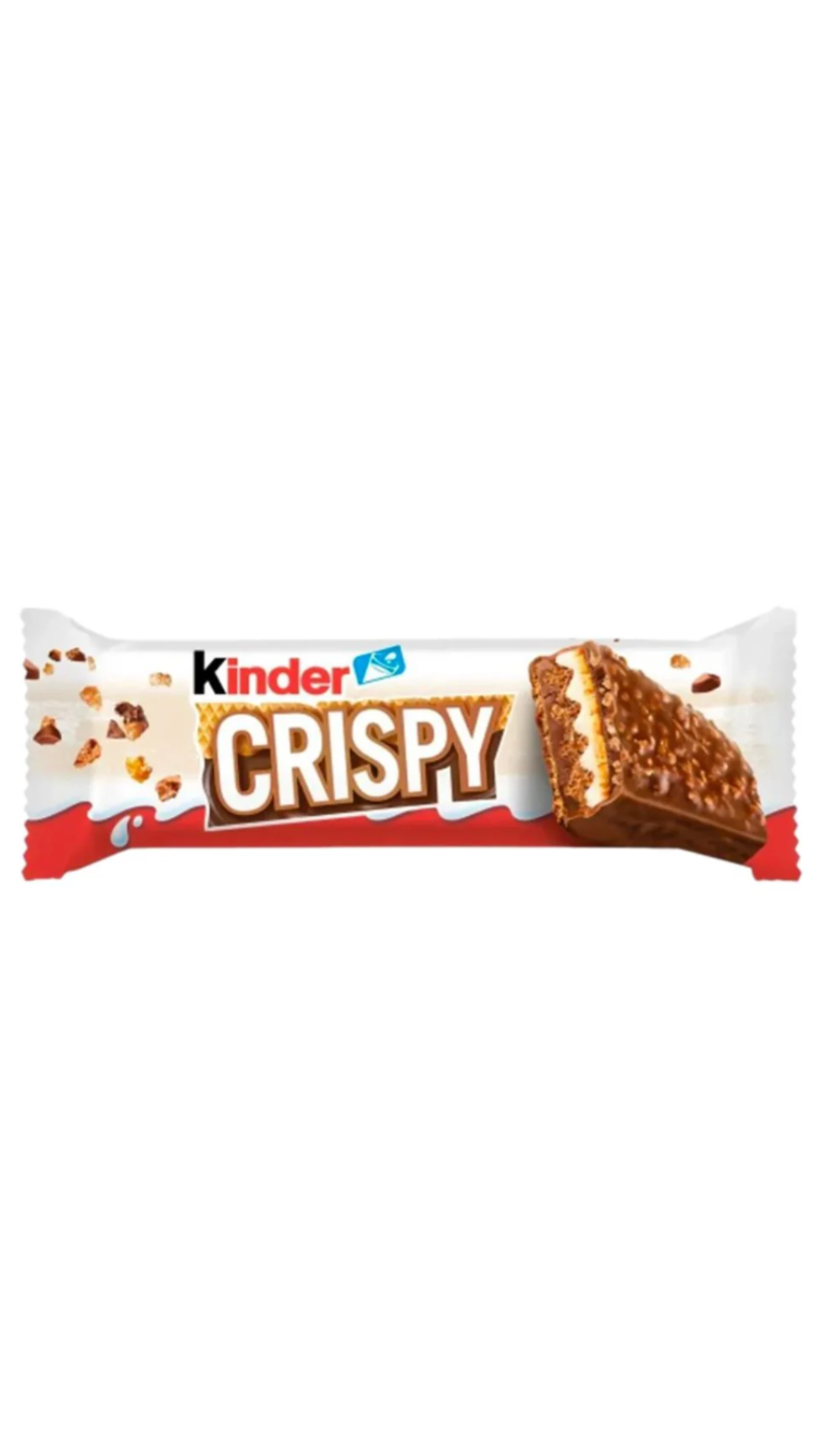 Kinder Crispy, wafer ripieno di crema al latte e alle nocciole ricoperto di cioccolato da 34g
